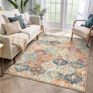 Lahome Moroccan Trellis Area Rug, 3x5 Washable Bedroom Rug Indoor Non-Slip